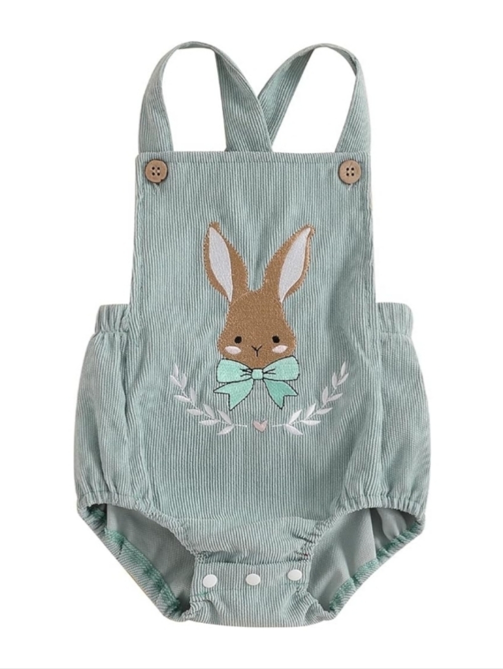 NEW Infant Baby Corduroy Cotton Embroidered Easter Bunny Romper Spring Outfit